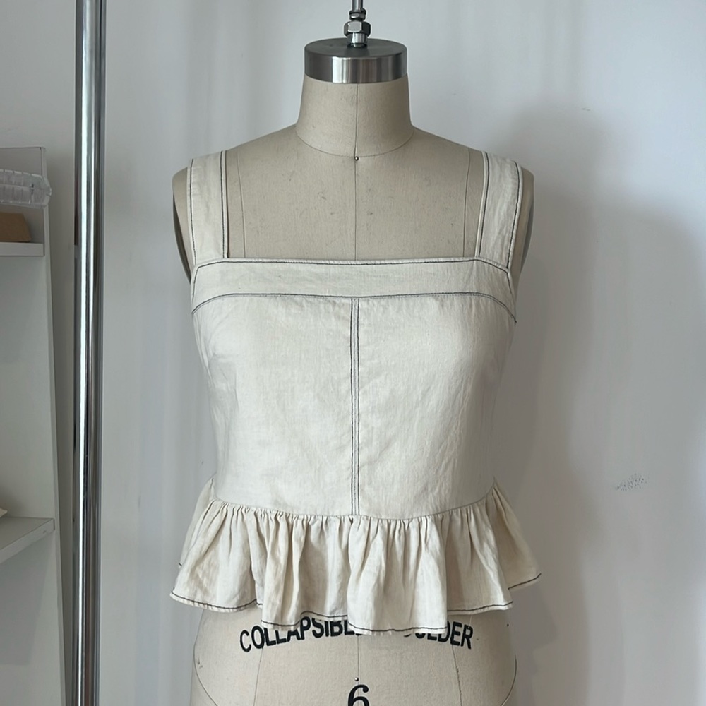 Urban Outfitters Crop Linen Ruffle Tank